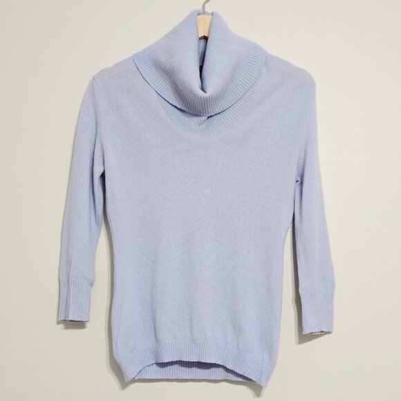 Woolovers Women's Cashmere & Merino Knitted Cowl Neck Jumper Soft Periwinkle S - Picture 2 of 8